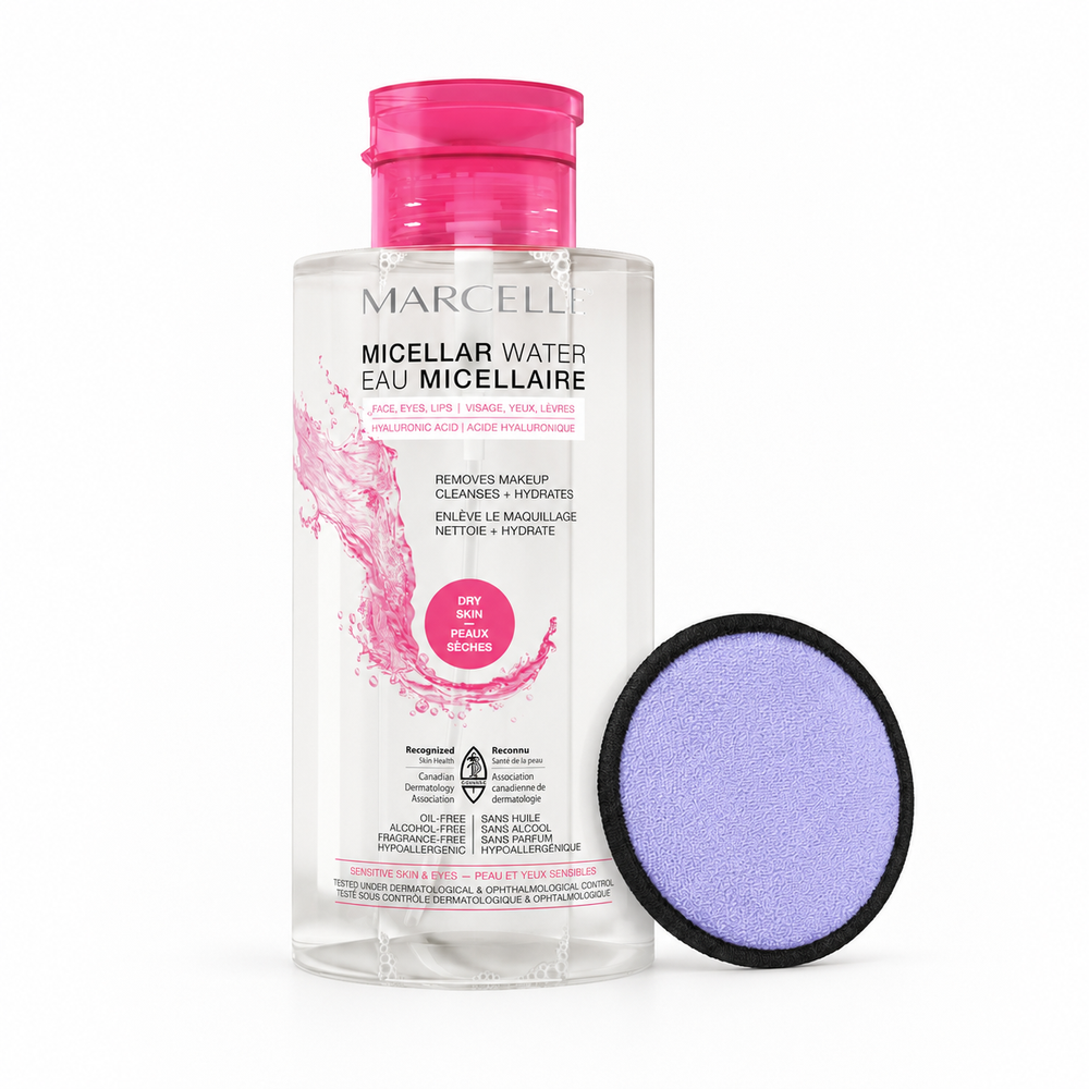 Duo - Eau micellaire peaux sèches + tampon réutilisable