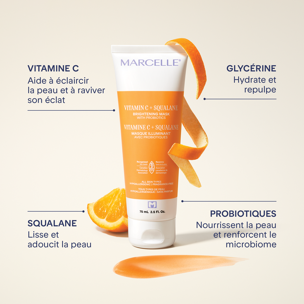 Vitamine C + Squalane Masque illuminant avec probiotiques + Échantillon Clari-T