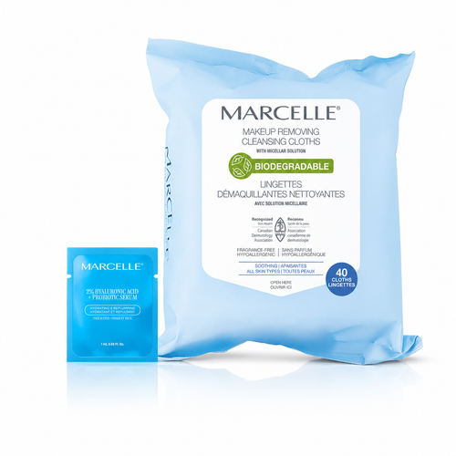 Lingettes Démaquillantes Biodégradables et Recyclables avec échantillon sérum
