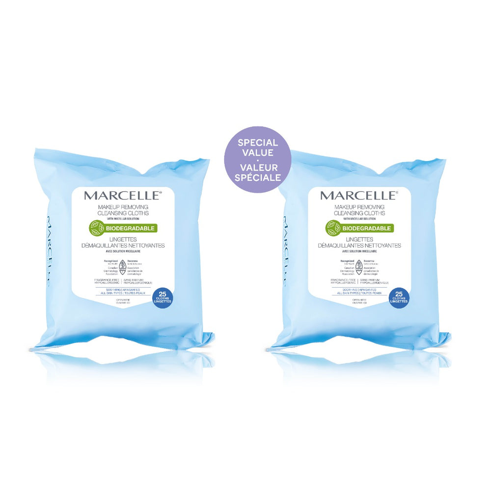 Duo - Lingettes démaquillantes nettoyantes biodégradables